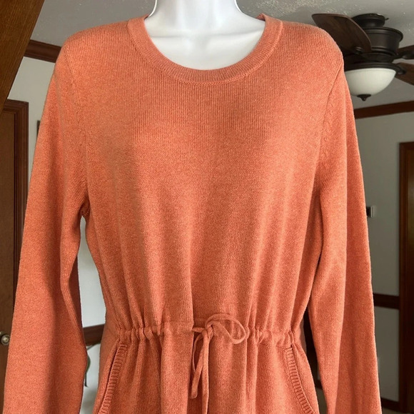 J.Jill Soft Red Clay Heather Pure Jill Drawstring-Waist Sweater Dress Women M - Picture 4 of 13